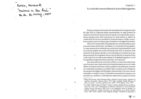 Plotkin La Crisis Del Consenso Liberal En La Sociedad Argentina