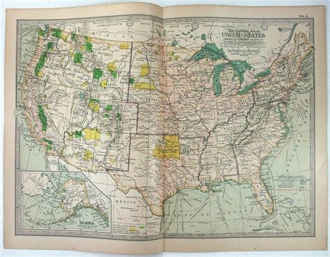 Original 1897 Map of the United States of America by the | Etsy