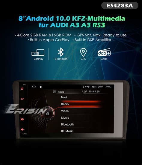 Erisin ES4283A 8 DSP DAB Android 10 0 Autoradio GPS CarPlay Wifi RDS