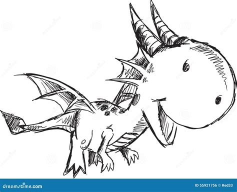 Doodle Dragon Vector Stock Vector Image