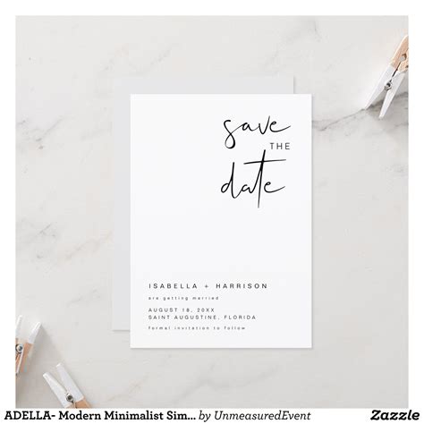 ADELLA Modern Minimalist Simple Save The Date Invitation Zazzle