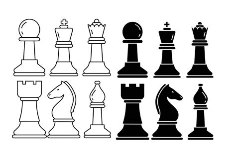 Chess Pieces Black And White Svg Png Bundle Cricut Laser Files Stickers