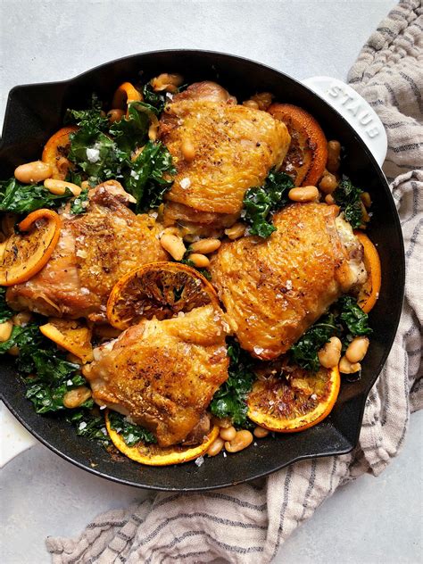 Crispy Chicken Thighs With White Beans Shallots And Caramelized