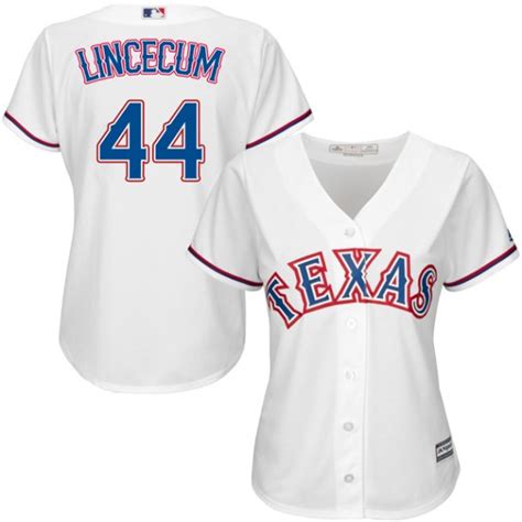 Texas Rangers Tim Lincecum Official White Authentic Womens Majestic