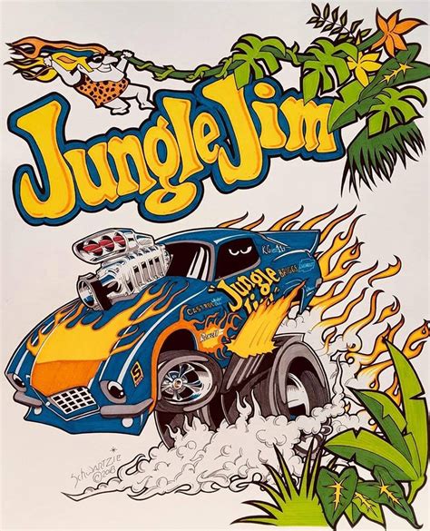 Jungle Jim drag racing art print | Etsy