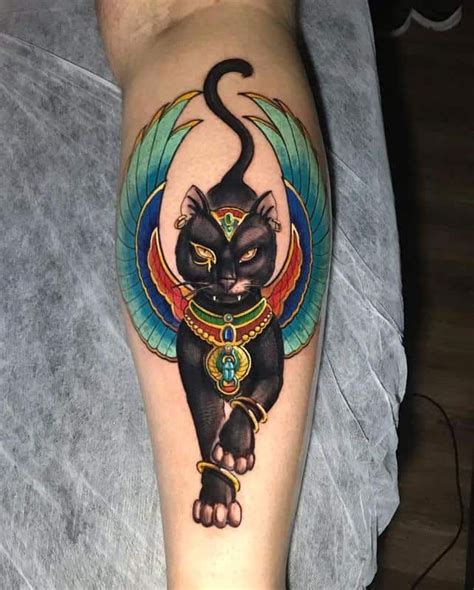 An Egyptian Cat Tattoo On The Leg