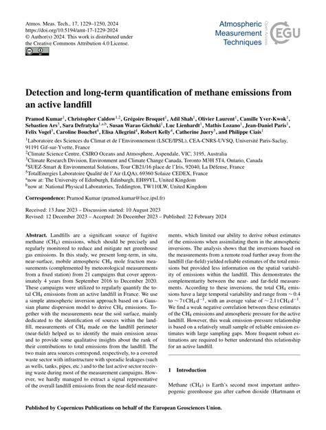 Pdf Detection And Long Term Quantification Of Methane Emissions From