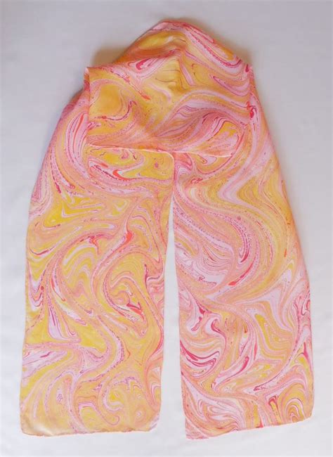 Yellow And Red Marbled Scarf Linda S Creations