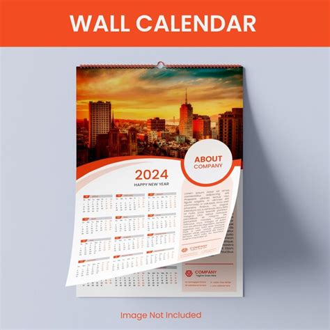 Calendario De Pared De Una P Gina Vector Premium