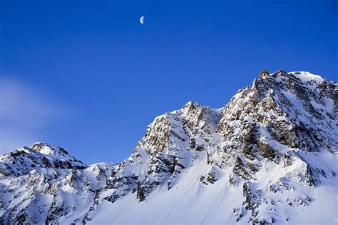 Free photo: blue, moon, mountain, sky, snow, winter, cold temperature ...