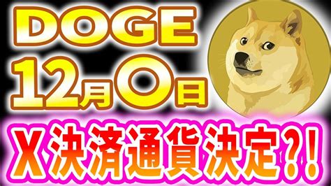 DOGE ドージ 12月日 X決済通貨決定仮想通貨柴犬コインリップル XRP CAWビットコイン YouTube