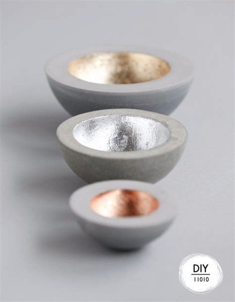 43 Diy Concrete Crafts Metallic Plated Concrete Bowls Cheap And