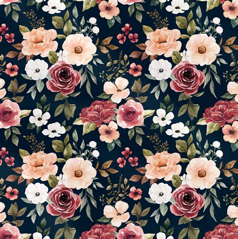 Floral Navy Blue Hopland Fabrics