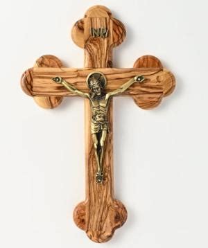 Crucifix Olive Wood Budded Bronze Corpus Cm Crucifixes Cm