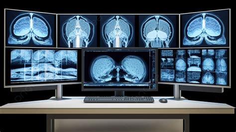 Fondo Monitor De Computadora Que Muestra El Cerebro De Rayos X En La