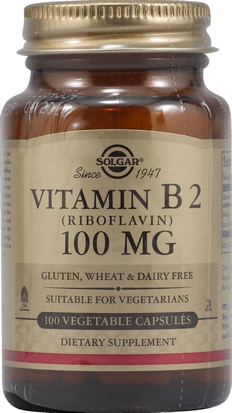 Solgar Vitamin B2 Riboflavin 100 Mg 100 Vegetable Capsules Vitacost