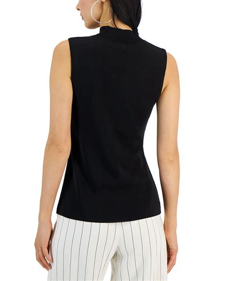 Tahari Asl Womens Mock Neck Sleeveless Pullover Top Macys