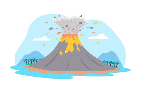 Premium Vector Volcanic Eruption Vector Illustration