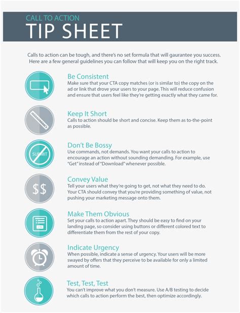 Landing Pages Cta Tip Sheet Free Tip Sheet Template Transparent PNG