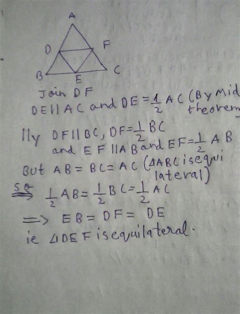 If D E F Are Respectively The Midpoints Of The Sides Ab Bc And Ca Of