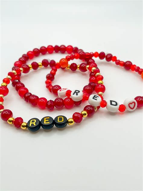 Concert Tour Red Beaded Bracelets Handmade Friendship Bracelets Set Of