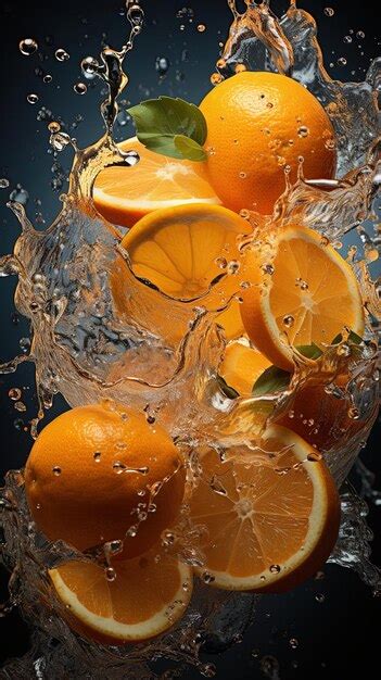 Premium Photo A Splash Of Water With Oranges And Lemons