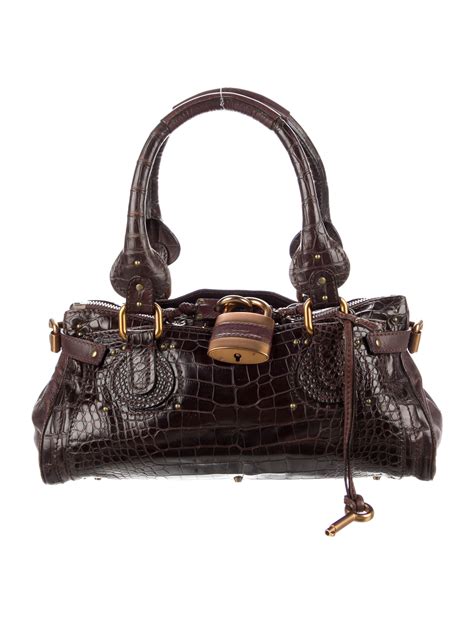 Chloé Crocodile Paddington Bag Brown Handle Bags Handbags