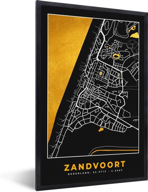 Fotolijst Incl Poster Plattegrond Zandvoort Kaart Stadskaart