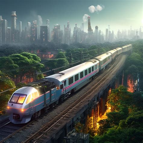 Beautiful Asian Girl Night City Train Train Forest By Sayran