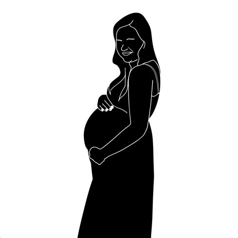 Pregnant Woman Silhouette Vector Illustration On White Background