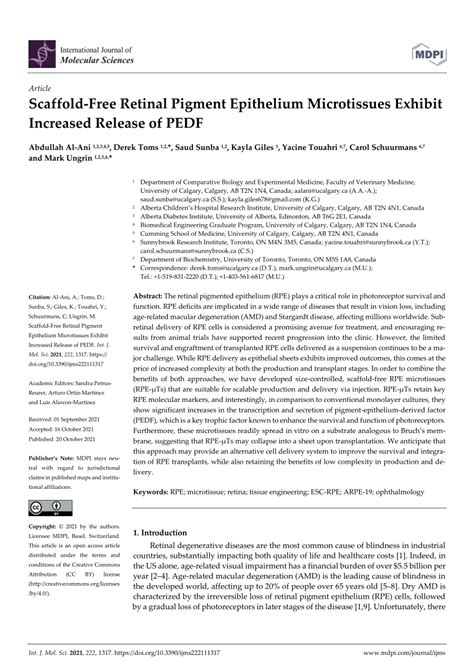 Pdf Scaffold Free Retinal Pigment Epithelium Microtissues Exhibit