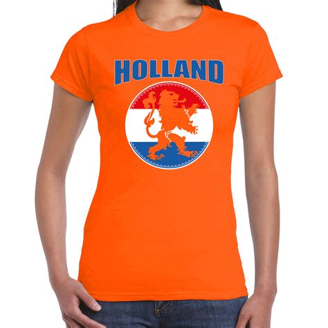 Oranje T Shirt Holland Met Oranje Leeuw Voor Dames Holland