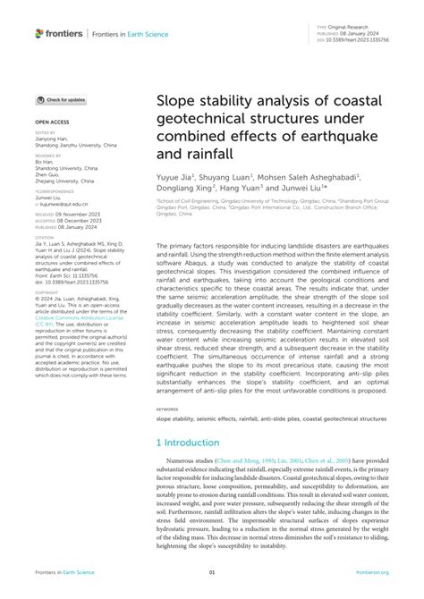 Pdf Slope Stability Analysis Of Coastal Geotechnical Structures Under