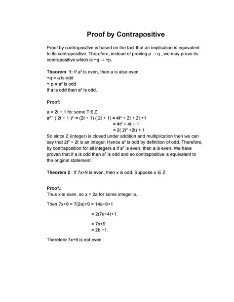 Proof By Contrapositive 2 Proof By Contrapositive Proof By Contra