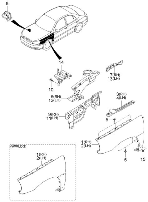 66311FD100 Genuine Kia Panel Fender LH