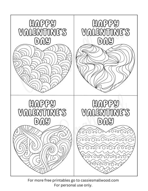 Free Printable Heart Valentine's Day Cards To Color - Cassie Smallwood