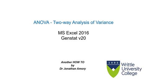 ANOVA Two Way Analysis Of Variance In GENSTAT Writtle University