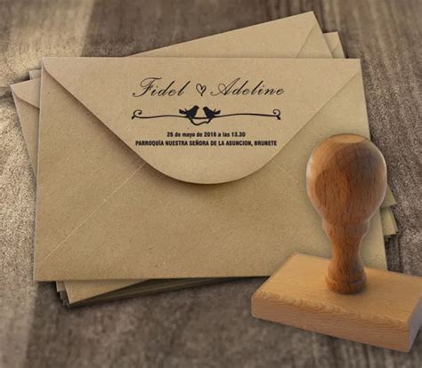 SELLO DE CAUCHO Para Bodas Novios Personalizado Invitaciones Detalles