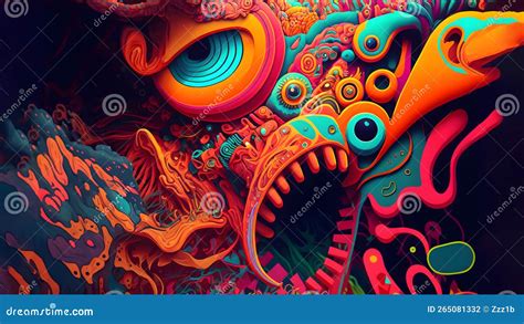 Abstract Colorful Fluorescent Neon Psychedelic Background, Neural ...