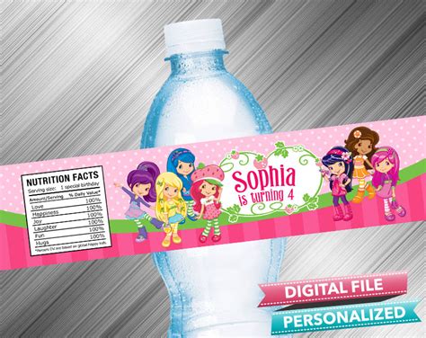 Strawberry Shortcake Water Bottle Label