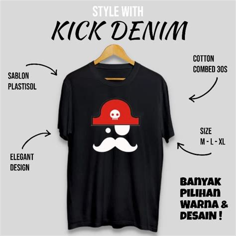 Jual KAOS DISTRO PRIA WANITA LENGAN PENDEK KICK DENIM ORIGINAL BM BAHAN