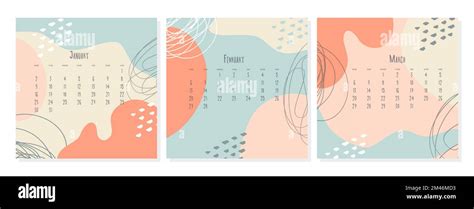 Set Of 2023 Calendar Template By Months January February March