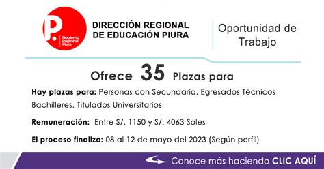 Convocatoria Direcci N De Educaci N Dre Piura Cas Plazas