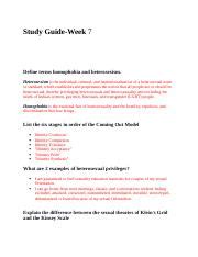 Study Guide Wk7 Docx Study Guide Week 7 Define Terms Homophobia And