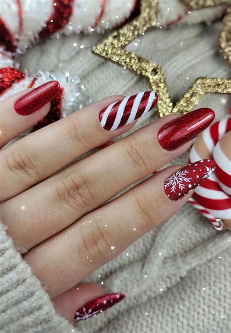 50 Best Festive Christmas Nails Red White French Nails