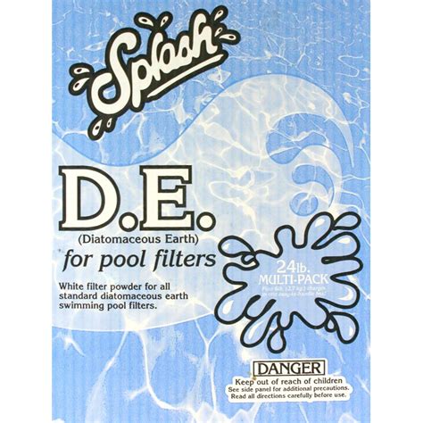 Splash D.E. Swimming Pool Filter Powder- 24 Lb Box Diatomaceous Earth (4 x 6lb Bags) | Filter Media