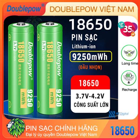 Pin sạc Doublepow 18650 3 7V 9250mWh Pin 18650 đầu lồi cho pin xe