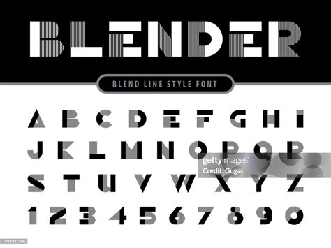 Vector Of Modern Linear Alphabet Letters And Numbers Lines Blend