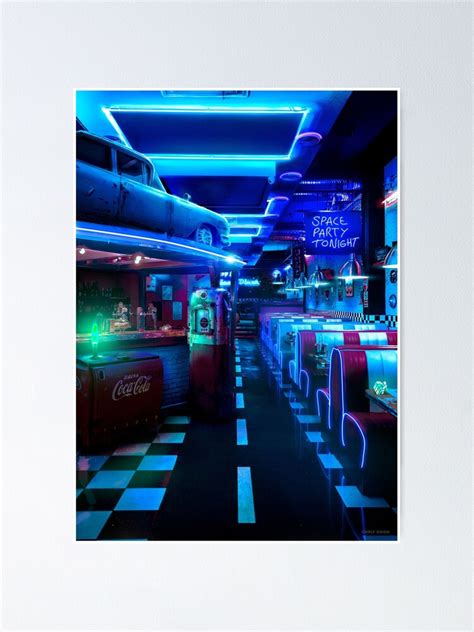 80s Neon Diner Poster For Sale By Chrlydsign Redbubble