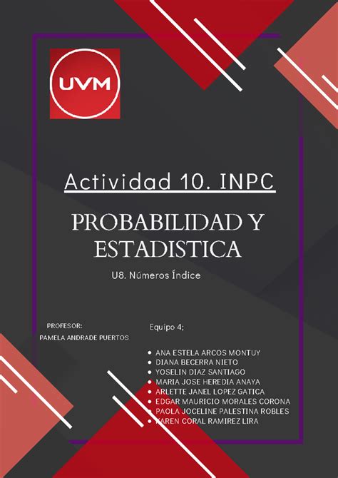 Actividad Inpc Probabilidad Y Estadistica U N Meros Ndice